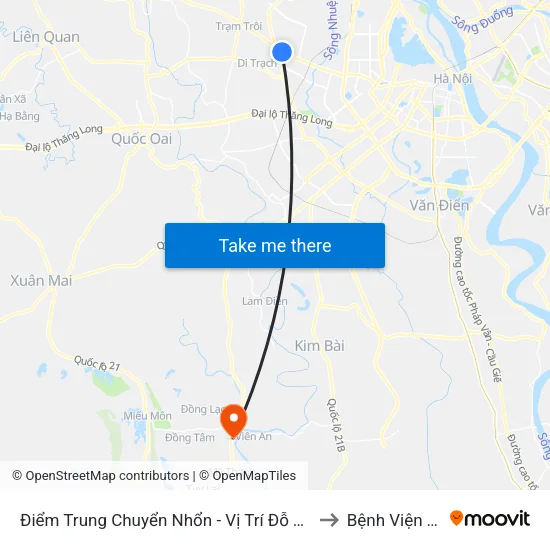 Điểm Trung Chuyển Nhổn - Vị Trí Đỗ Tuyến 20, 29, 32 (Chiều Sơn Tây - Hà Nội)- Đường 32 to Bệnh Viện Tâm Thần Mỹ Đức map