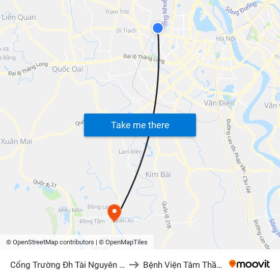 Cổng Trường Đh Tài Nguyên Môi Trường to Bệnh Viện Tâm Thần Mỹ Đức map