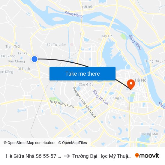 Hè Giữa Nhà Số 55-57 Phố Nhổn to Trường Đại Học Mỹ Thuật Việt Nam map