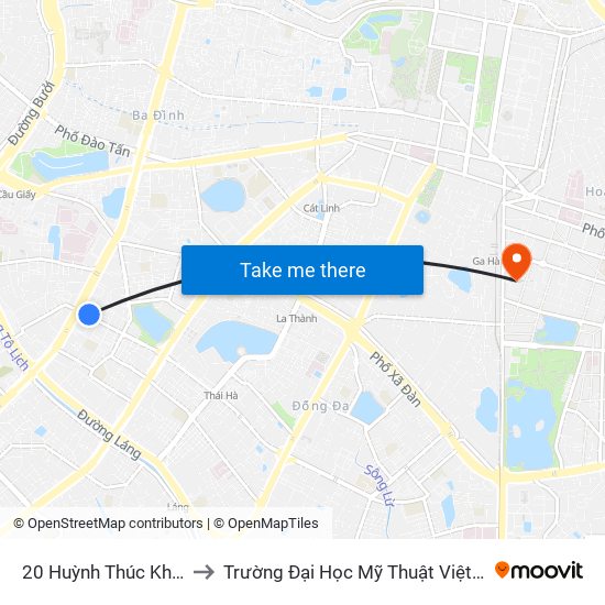 20 Huỳnh Thúc Kháng to Trường Đại Học Mỹ Thuật Việt Nam map