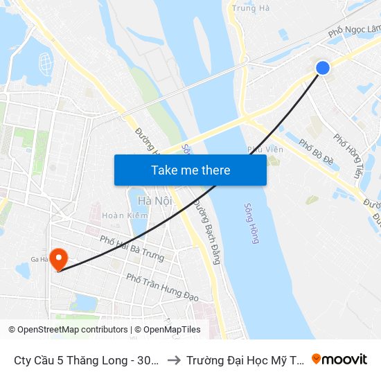 Cty Cầu 5 Thăng Long - 307 Nguyễn Văn Cừ to Trường Đại Học Mỹ Thuật Việt Nam map