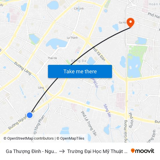 Ga Thượng Đình - Nguyễn Trãi to Trường Đại Học Mỹ Thuật Việt Nam map