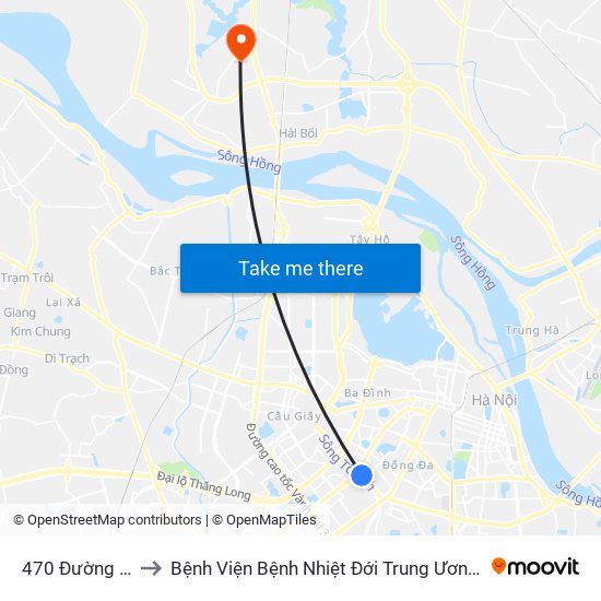 470 Đường Láng to Bệnh Viện Bệnh Nhiệt Đới Trung Ương (Cơ Sở 2) map