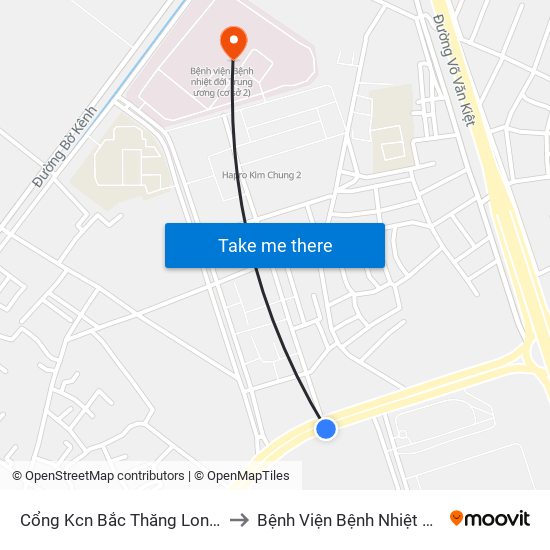 Cổng Kcn Bắc Thăng Long (Gần Cầu Vượt Bộ Hành) to Bệnh Viện Bệnh Nhiệt Đới Trung Ương (Cơ Sở 2) map