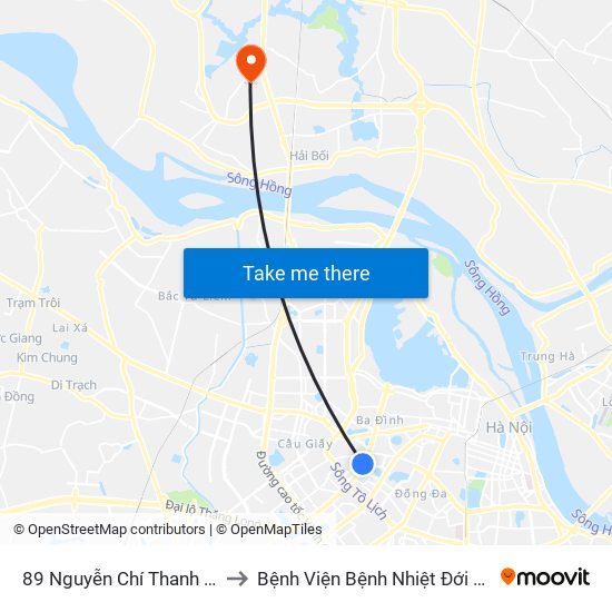 89 Nguyễn Chí Thanh - Ktx Đại Học Luật to Bệnh Viện Bệnh Nhiệt Đới Trung Ương (Cơ Sở 2) map