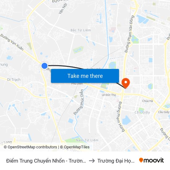 Điểm Trung Chuyển Nhổn - Trường Đại Học Công Nghiệp Hà Nội - Đường 32 to Trường Đại Học Ngoại Ngữ - Đhqghn map