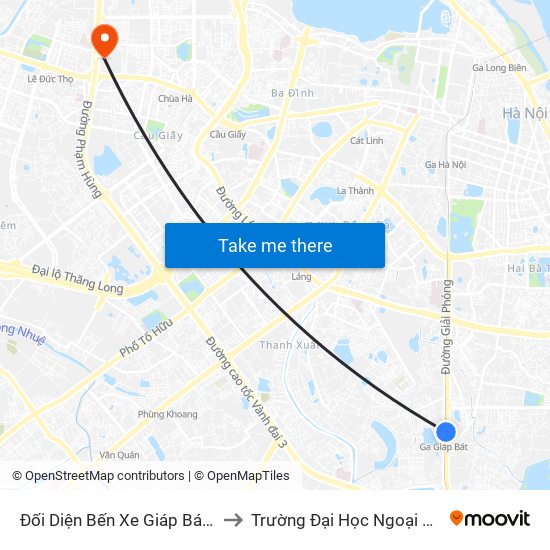 Đối Diện Bến Xe Giáp Bát - Giải Phóng to Trường Đại Học Ngoại Ngữ - Đhqghn map