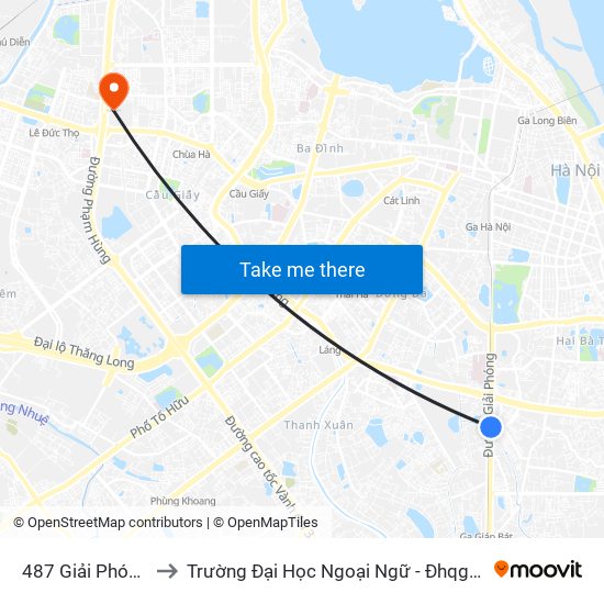 487 Giải Phóng to Trường Đại Học Ngoại Ngữ - Đhqghn map