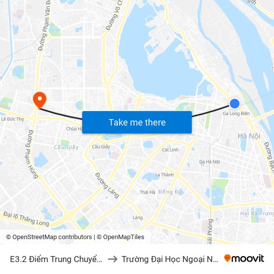 E3.2 Điểm Trung Chuyển Long Biên to Trường Đại Học Ngoại Ngữ - Đhqghn map