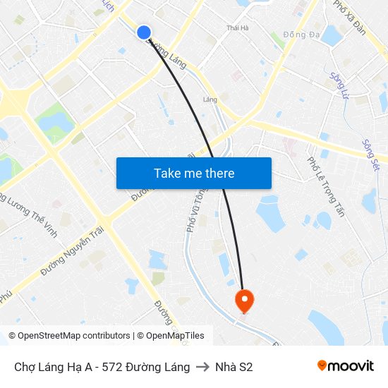 Chợ Láng Hạ A - 572 Đường Láng to Nhà S2 map