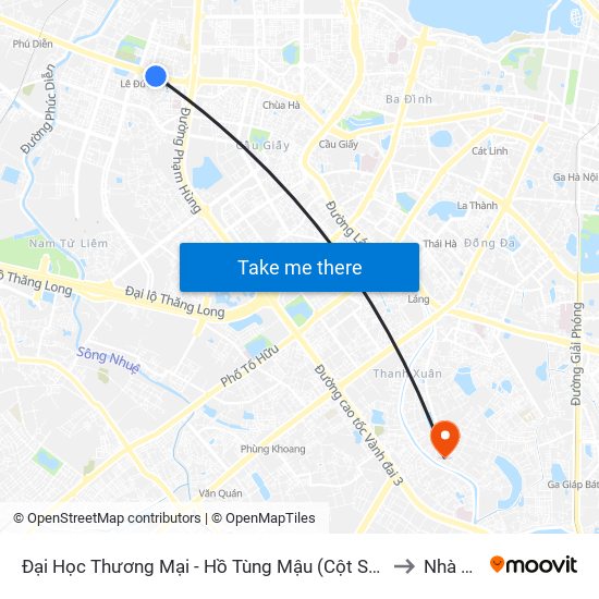 Đại Học Thương Mại - Hồ Tùng Mậu (Cột Sau) to Nhà S2 map