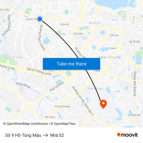 Số 9 Hồ Tùng Mậu to Nhà S2 map