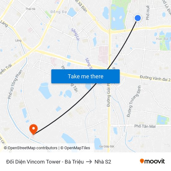 Đối Diện Vincom Tower - Bà Triệu to Nhà S2 map