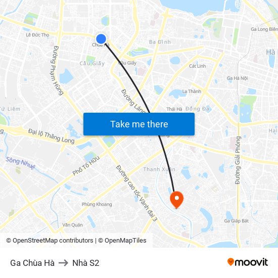 Ga Chùa Hà to Nhà S2 map