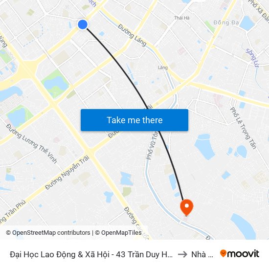 Đại Học Lao Động & Xã Hội - 43 Trần Duy Hưng to Nhà S2 map