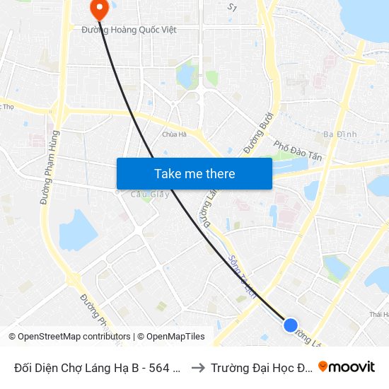 Đối Diện Chợ Láng Hạ B - 564 Đường Láng to Trường Đại Học Điện Lực map