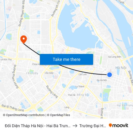 Đối Diện Tháp Hà Nội - Hai Bà Trưng (Cạnh 56 Hai Bà Trưng) to Trường Đại Học Điện Lực map