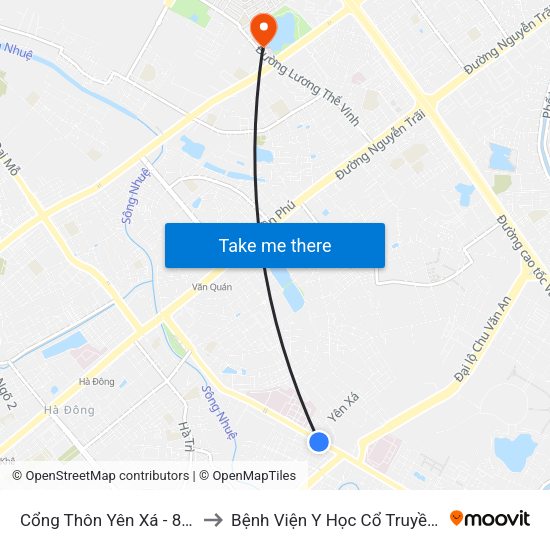 Cổng Thôn Yên Xá - 89 Cầu Bươu to Bệnh Viện Y Học Cổ Truyền Bộ Công An map