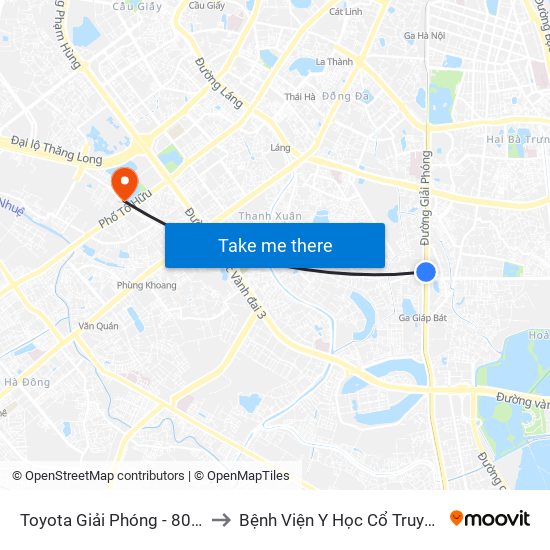 Toyota Giải Phóng - 807 Giải Phóng to Bệnh Viện Y Học Cổ Truyền Bộ Công An map