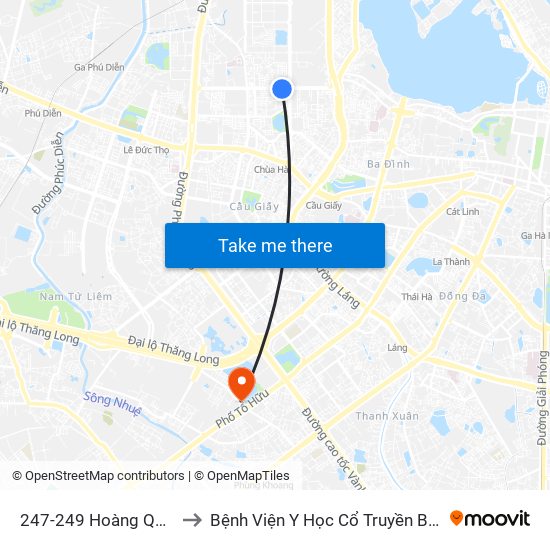 247-249 Hoàng Quốc Việt to Bệnh Viện Y Học Cổ Truyền Bộ Công An map