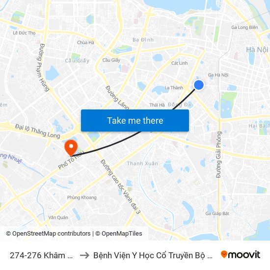 274-276 Khâm Thiên to Bệnh Viện Y Học Cổ Truyền Bộ Công An map