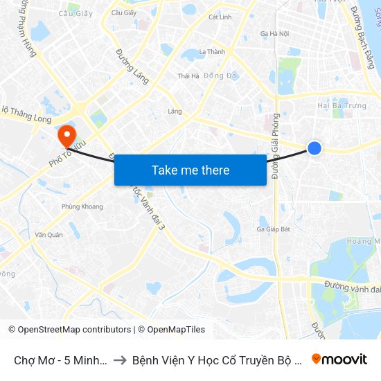 Chợ Mơ - 5 Minh Khai to Bệnh Viện Y Học Cổ Truyền Bộ Công An map