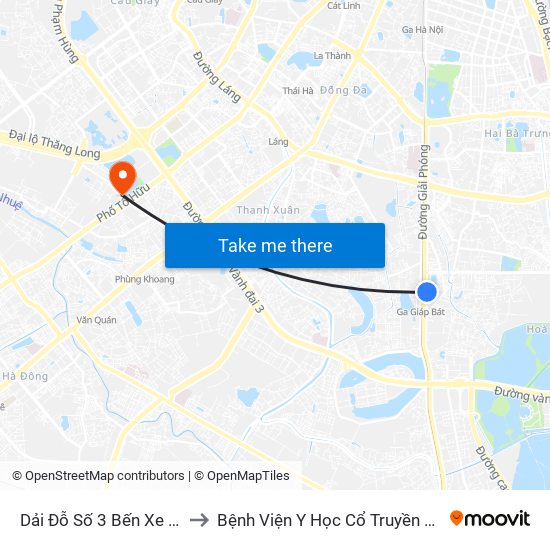 Dải Đỗ Số 3 Bến Xe Giáp Bát to Bệnh Viện Y Học Cổ Truyền Bộ Công An map