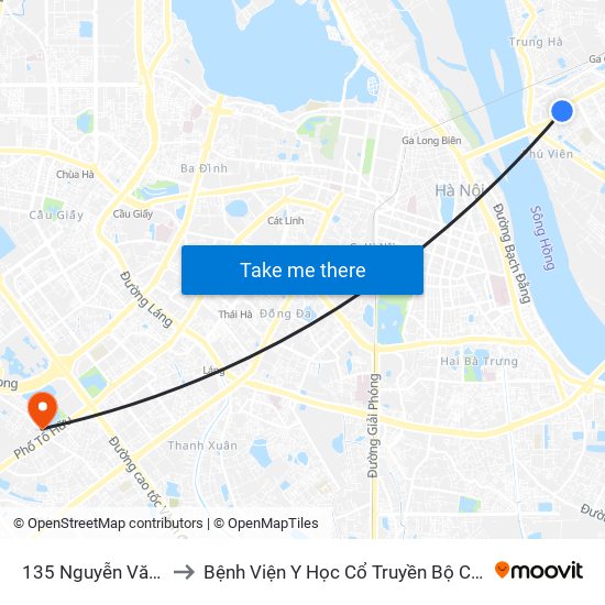 135 Nguyễn Văn Cừ to Bệnh Viện Y Học Cổ Truyền Bộ Công An map
