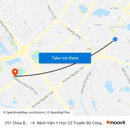251 Chùa Bộc to Bệnh Viện Y Học Cổ Truyền Bộ Công An map