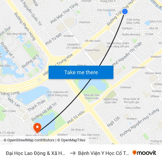 Đại Học Lao Động & Xã Hội - 43 Trần Duy Hưng to Bệnh Viện Y Học Cổ Truyền Bộ Công An map