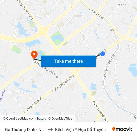 Ga Thượng Đình - Nguyễn Trãi to Bệnh Viện Y Học Cổ Truyền Bộ Công An map