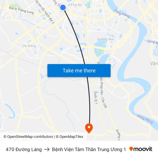 470 Đường Láng to Bệnh Viện Tâm Thần Trung Ương 1 map