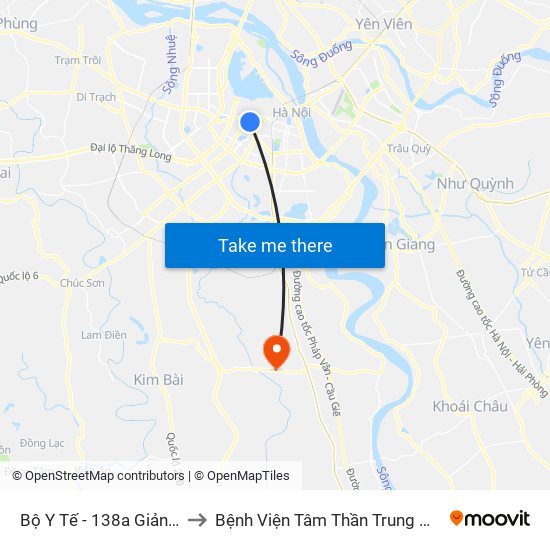 Bộ Y Tế - 138a Giảng Võ to Bệnh Viện Tâm Thần Trung Ương 1 map