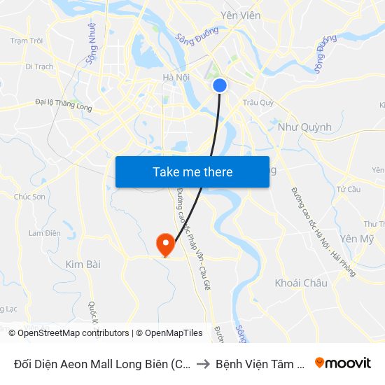 Đối Diện Aeon Mall Long Biên (Cột Điện T4a/2a-B Đường Cổ Linh) to Bệnh Viện Tâm Thần Trung Ương 1 map