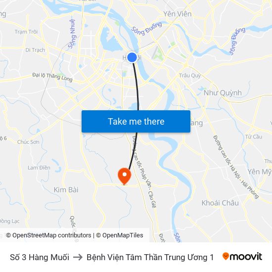 Số 3 Hàng Muối to Bệnh Viện Tâm Thần Trung Ương 1 map