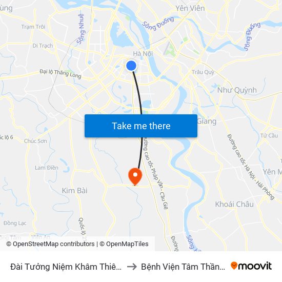 Đài Tưởng Niệm Khâm Thiên - 45 Khâm Thiên to Bệnh Viện Tâm Thần Trung Ương 1 map