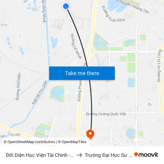Đối Diện Học Viện Tài Chính - Đường Đức Thắng to Trường Đại Học Sư Phạm Hà Nội map