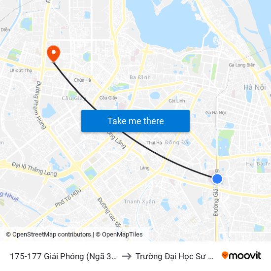 175-177 Giải Phóng (Ngã 3 Lê Thanh Nghị) to Trường Đại Học Sư Phạm Hà Nội map