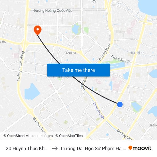 20 Huỳnh Thúc Kháng to Trường Đại Học Sư Phạm Hà Nội map