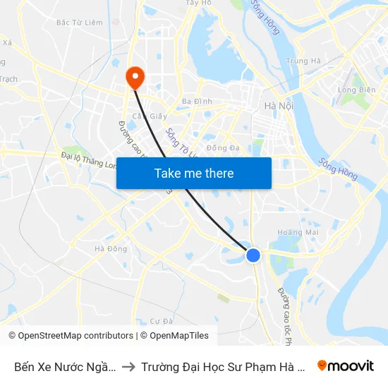 Bến Xe Nước Ngầm to Trường Đại Học Sư Phạm Hà Nội map
