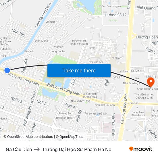 Ga Cầu Diễn to Trường Đại Học Sư Phạm Hà Nội map