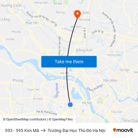 593 - 595 Kim Mã to Trường Đại Học Thủ Đô Hà Nội map
