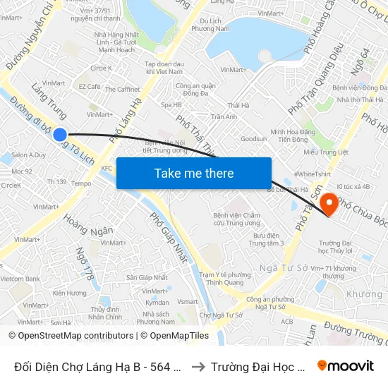 Đối Diện Chợ Láng Hạ B - 564 Đường Láng to Trường Đại Học Thủy Lợi map