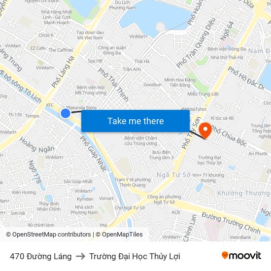 470 Đường Láng to Trường Đại Học Thủy Lợi map