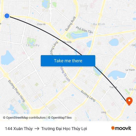 144 Xuân Thủy to Trường Đại Học Thủy Lợi map