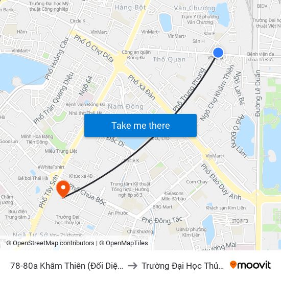 78-80a Khâm Thiên (Đối Diện 71) to Trường Đại Học Thủy Lợi map