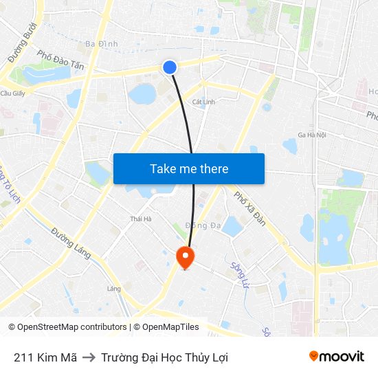 211 Kim Mã to Trường Đại Học Thủy Lợi map