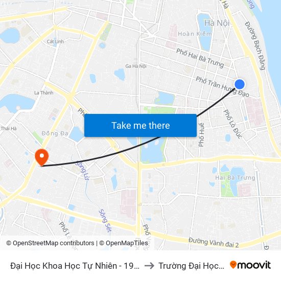 Đại Học Khoa Học Tự Nhiên - 19 Lê Thánh Tông to Trường Đại Học Thủy Lợi map