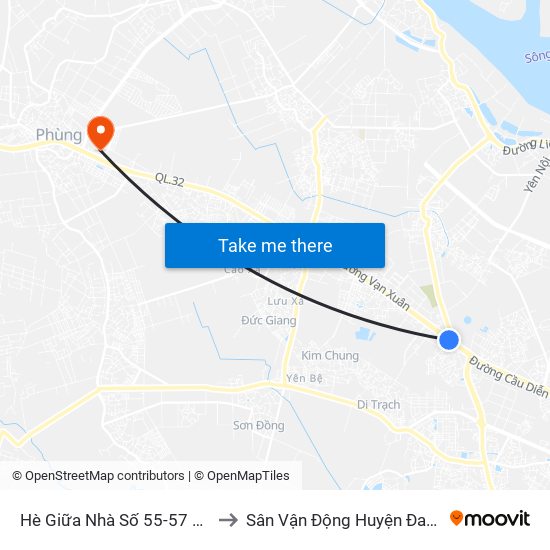 Hè Giữa Nhà Số 55-57 Phố Nhổn to Sân Vận Động Huyện Đan Phượng map