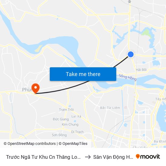 Trước Ngã Tư Khu Cn Thăng Long 100m (Chiều Nội Bài - Hà Nội) to Sân Vận Động Huyện Đan Phượng map